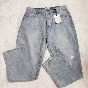 Blank Paige Denim High Rise Jeans Womens Large Button Fly Lt Wash Blue Distress